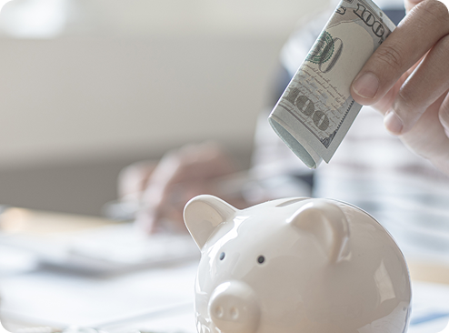 Family learning about finances